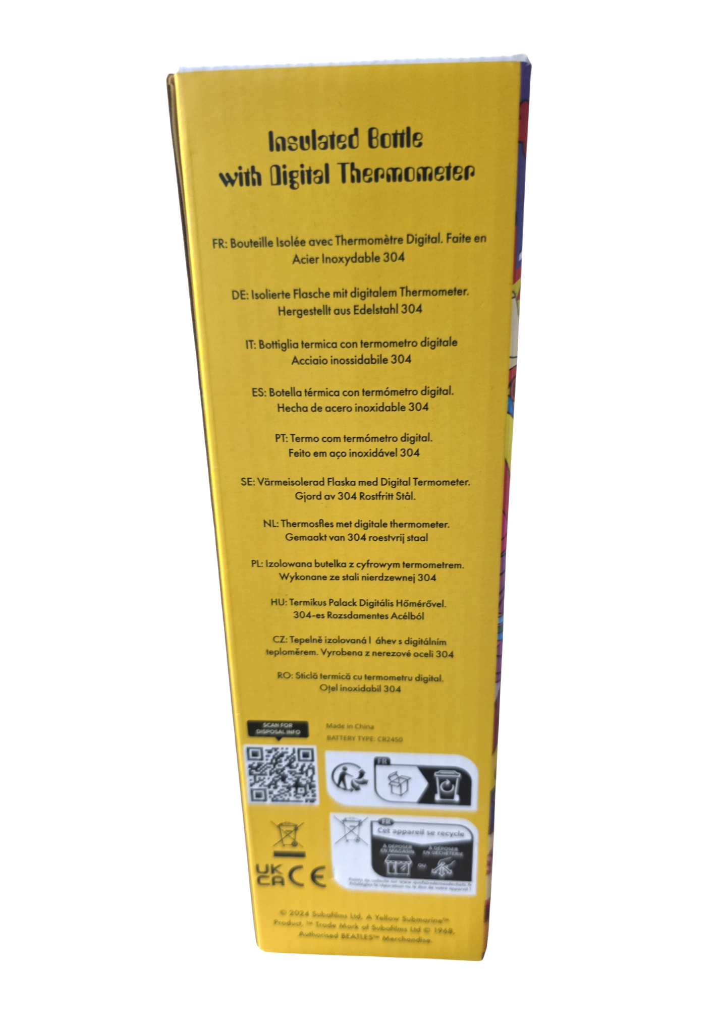 The Beatles Yellow Submarine - Water Bottle 15oz w/Thermometer Official