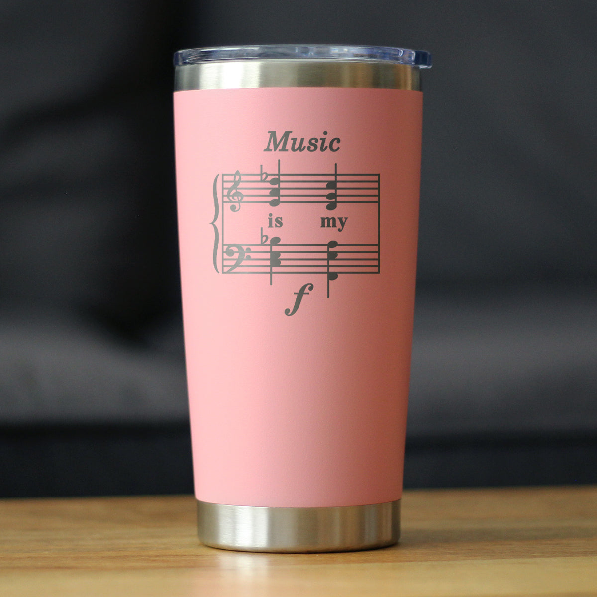 Music is My Forte - Insulated Coffee Tumbler Cup with Sliding Lid - Stainless Steel Mug - Unique Funny Musician Gifts and Musical Accessories
