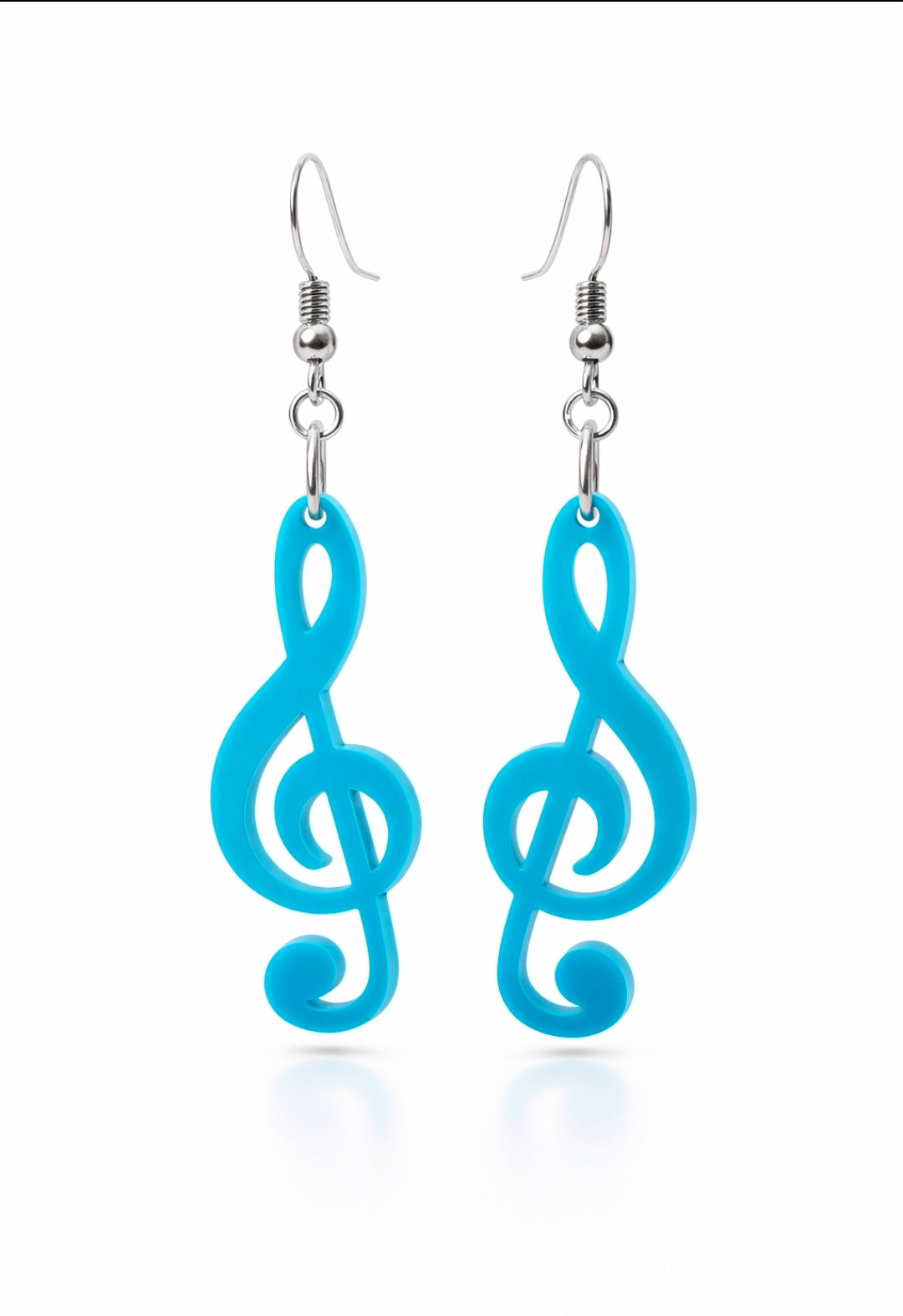 Blue Treble Clef Music Note Earrings | Handmade Dangle Music Jewelry