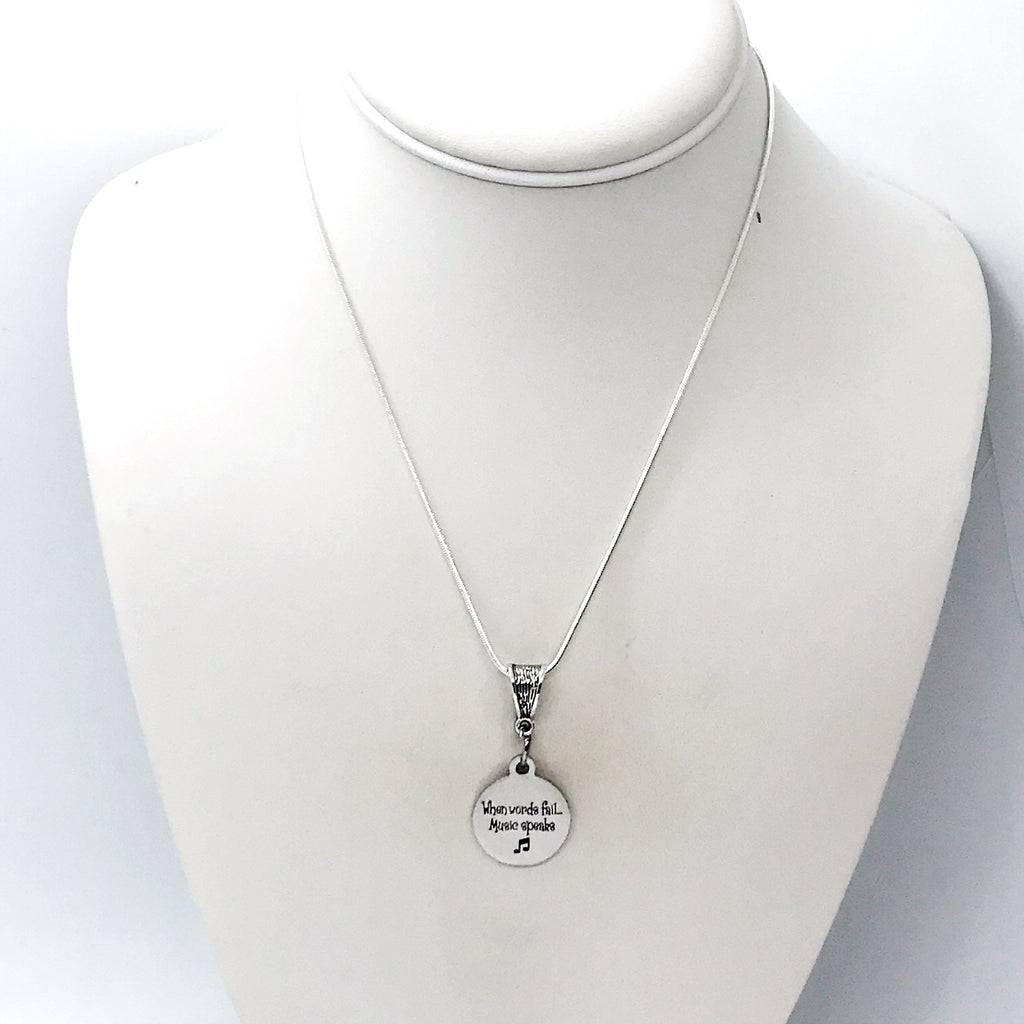 Musician Gift, When Words Fail, Music Speaks Necklace, Music Lover Gift, Musician Jewelry, Choir Member Gift, Band Member Gift, Gift For Her