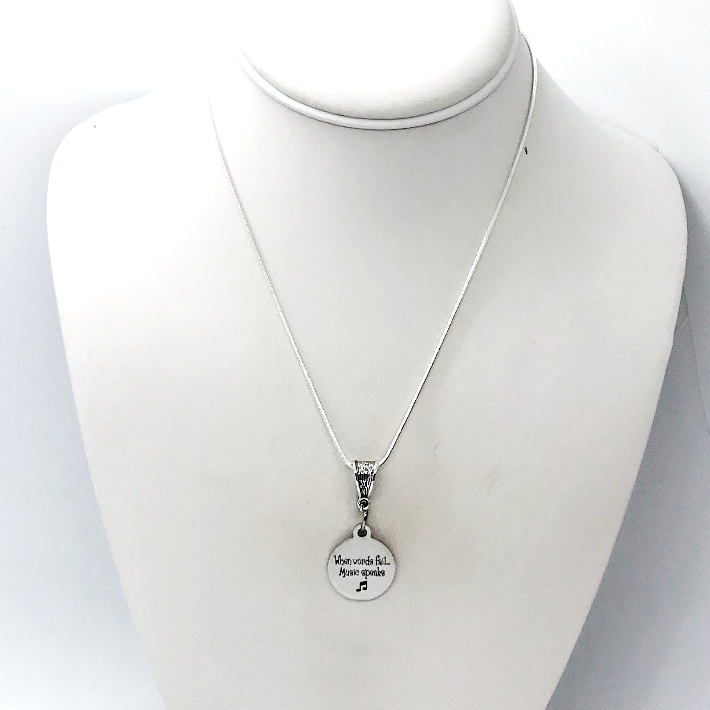 Musician Gift, When Words Fail, Music Speaks Necklace, Music Lover Gift, Musician Jewelry, Choir Member Gift, Band Member Gift, Gift For Her