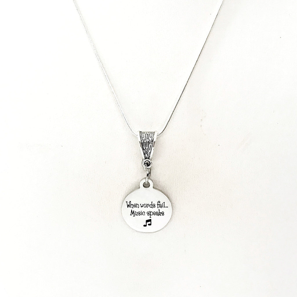 Musician Gift, When Words Fail, Music Speaks Necklace, Music Lover Gift, Musician Jewelry, Choir Member Gift, Band Member Gift, Gift For Her