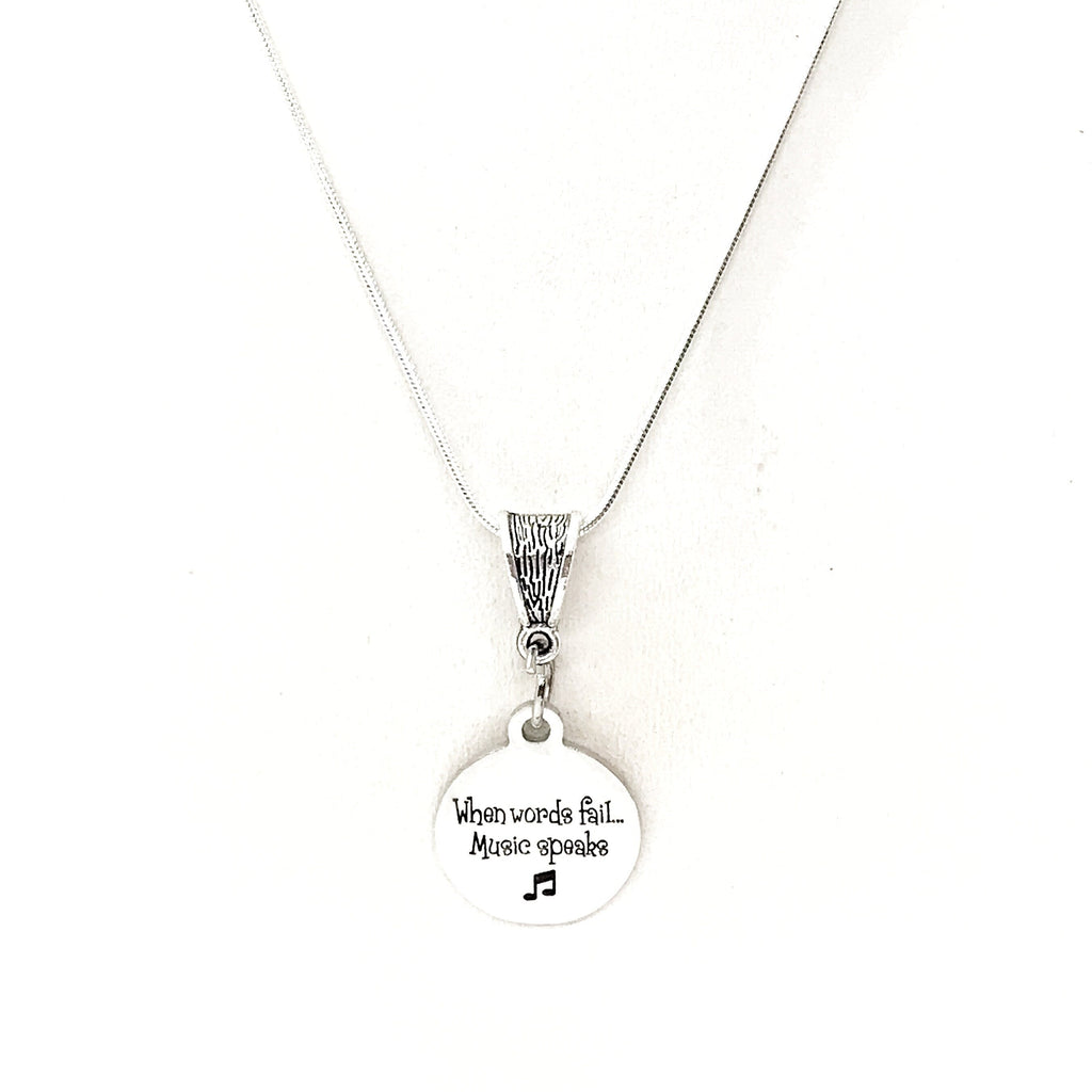 Musician Gift, When Words Fail, Music Speaks Necklace, Music Lover Gift, Musician Jewelry, Choir Member Gift, Band Member Gift, Gift For Her