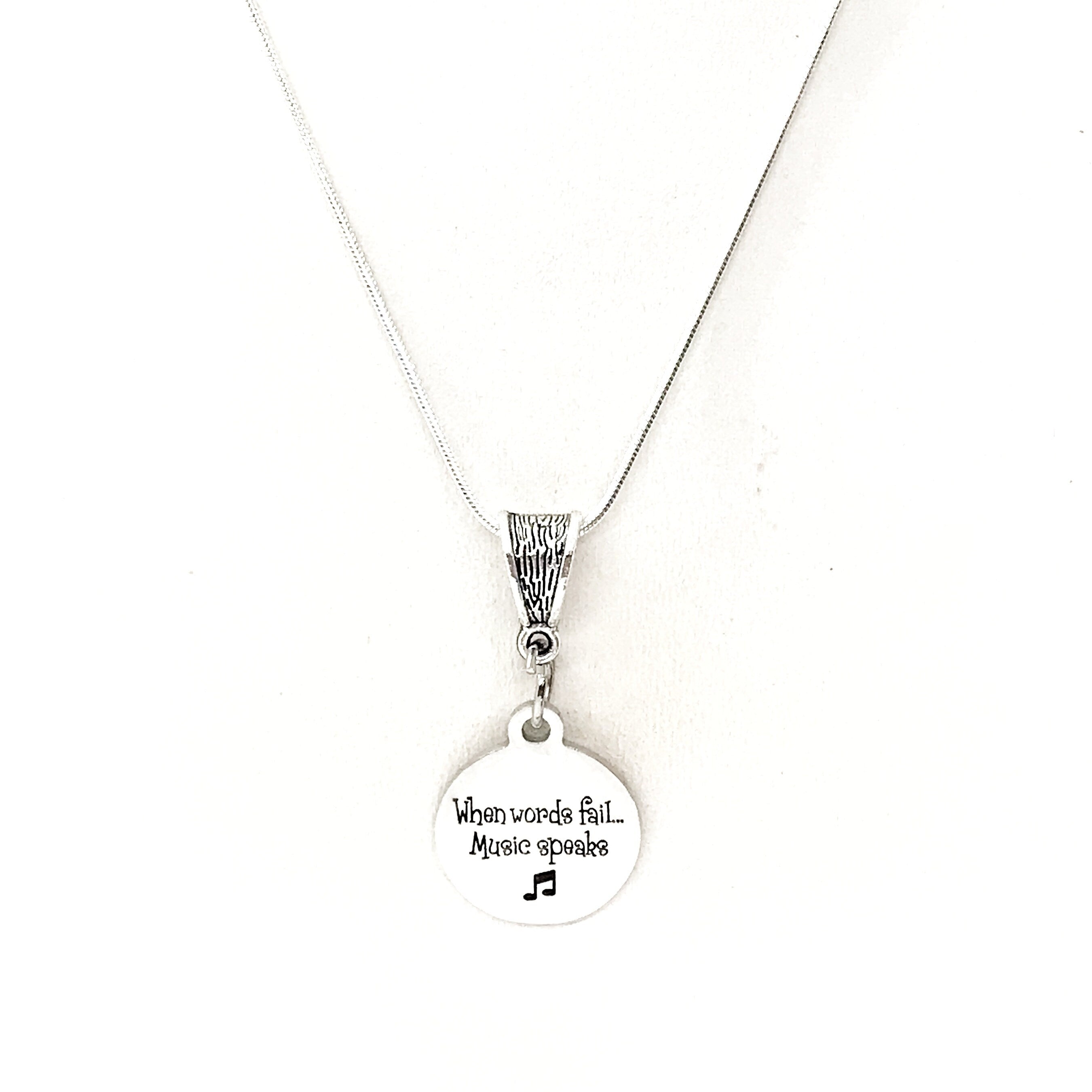 Musician Gift, When Words Fail, Music Speaks Necklace, Music Lover Gift, Musician Jewelry, Choir Member Gift, Band Member Gift, Gift For Her