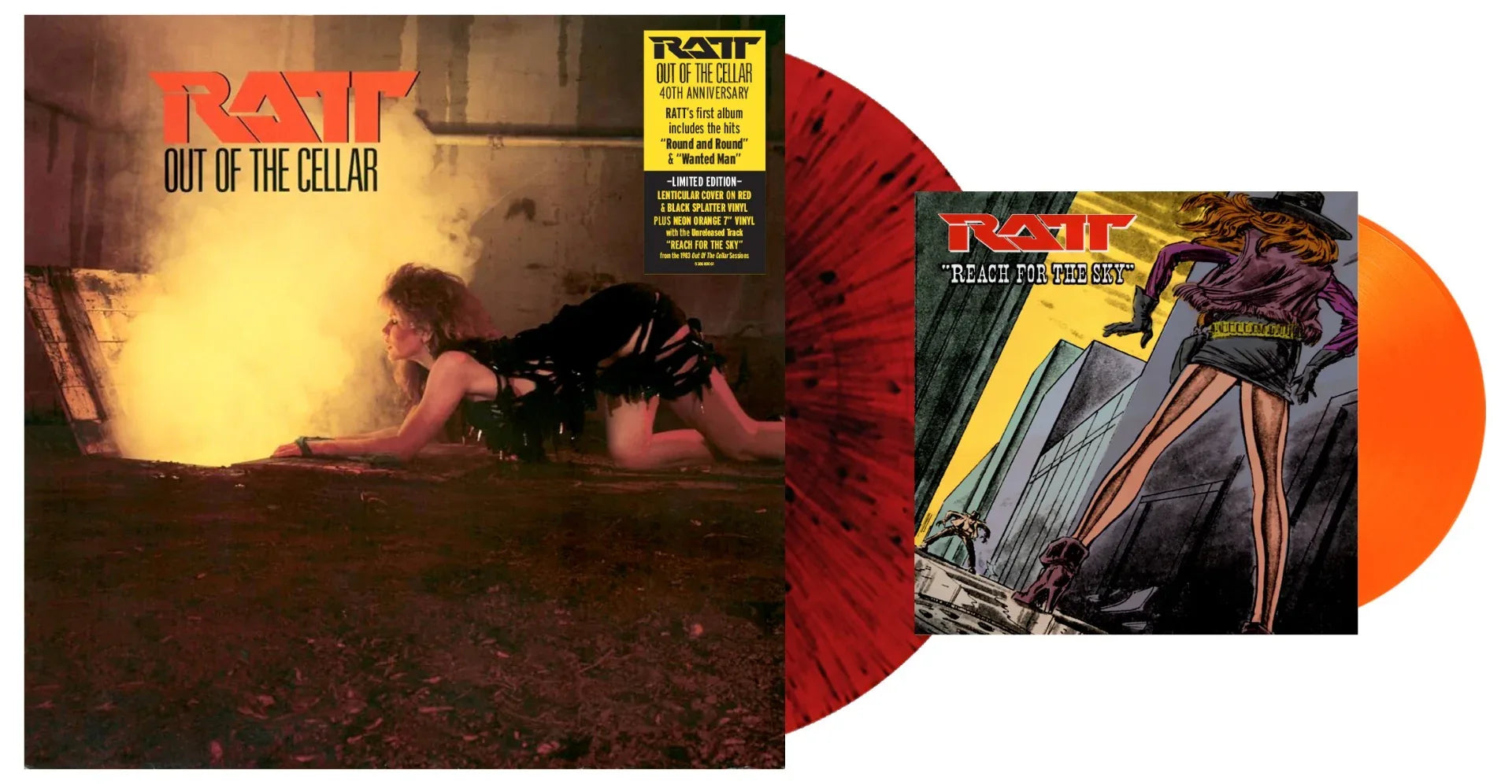 Ratt - Out Of The Cellar: 40th Anniversary Edition (Limited Edition, Red & Black Splatter & Neon Vinyl, Orange Vinyl) (Bonus 7" Vinyl Single) (2 LP)